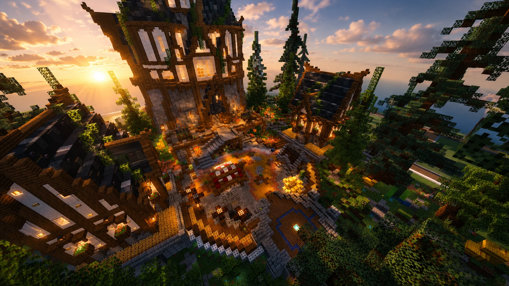 Cinematischer Blick auf den MineCity Spawn